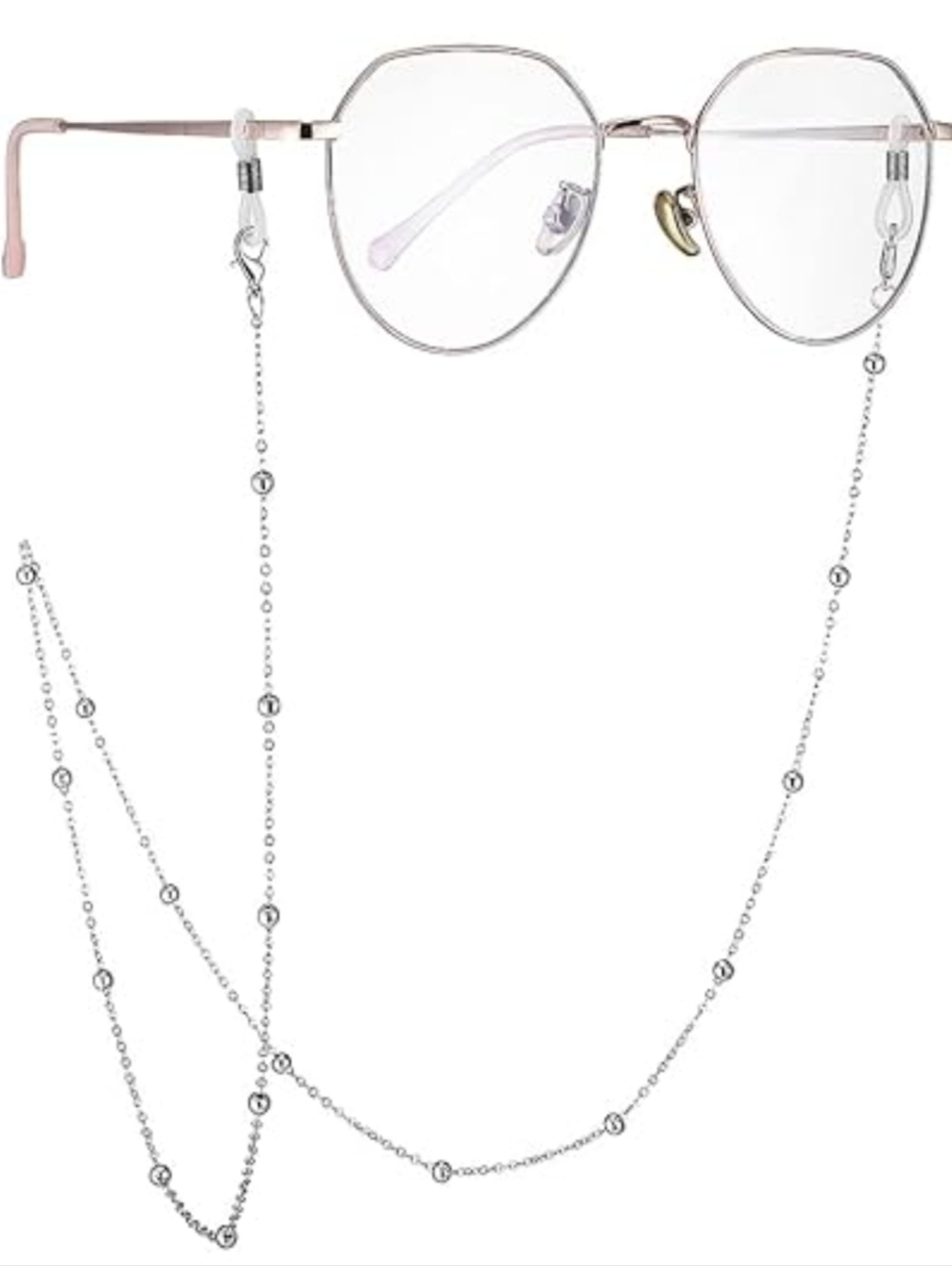 Silver-Tone Beaded Eye/Sunglass Chain - NEW